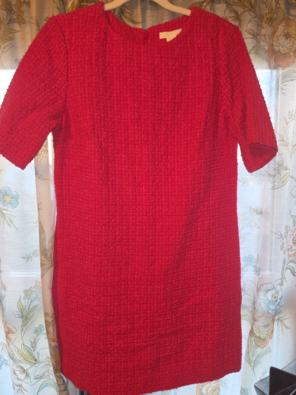 H&M Pink Textured Short-Sleeve Shift Dress